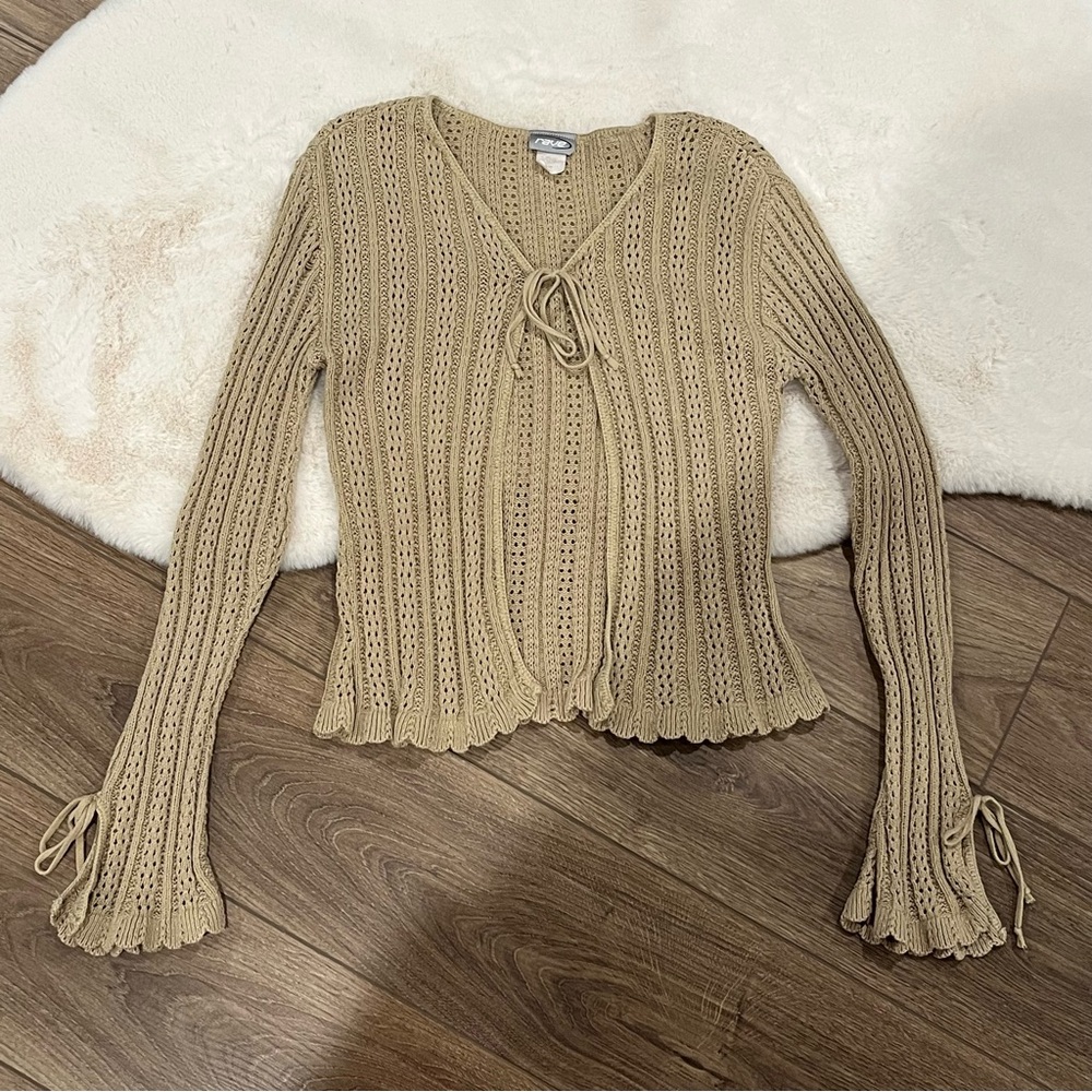 Vintage Y2K Tan Tie Sweater